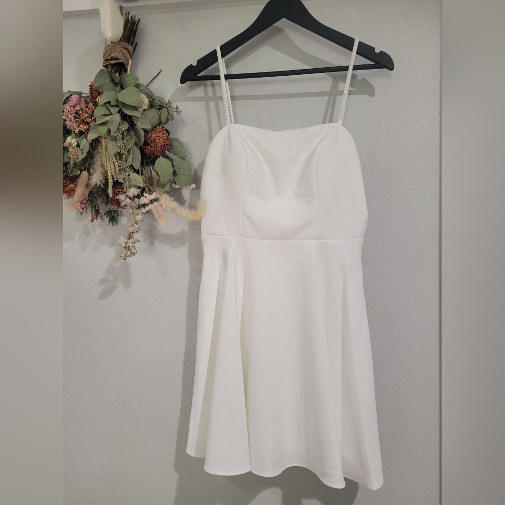 Elegant Ivory White Spaghetti Strap Dress